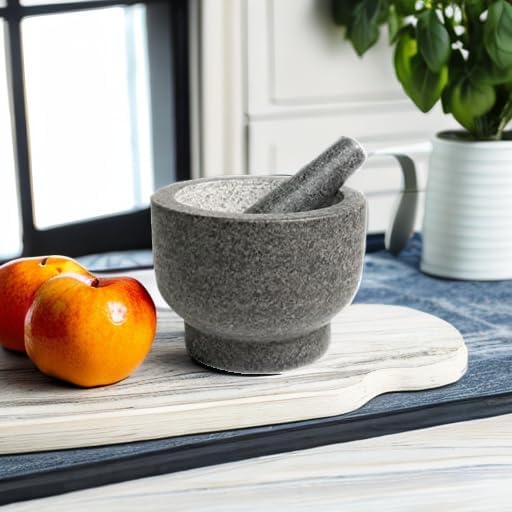Cilio by Frieling Goliath Natural Granite Mortar and Pestle Set, Grinder for Spices and Seeds, 5 Inches Tall - Mortar Pestle Seed Grinder - Italian Mortar and Pestle
