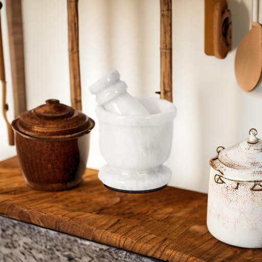 Radicaln Marble Mortar and Pestle Set Small Spice Grinder & Herb Grinder | Handmade White Marble, 2.5 Inches, Garlic Crusher, Pill Crusher, Kitchen Counter Decor, Gift Ready