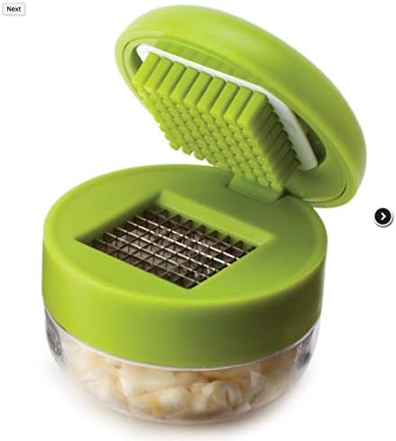 Joie Garlic Press and Chopper with Storage Container, Stainless Steel Blade | Easily Press and Chop Garlic with Minimal Effort, Ergonomic Grip Designed for Comfort