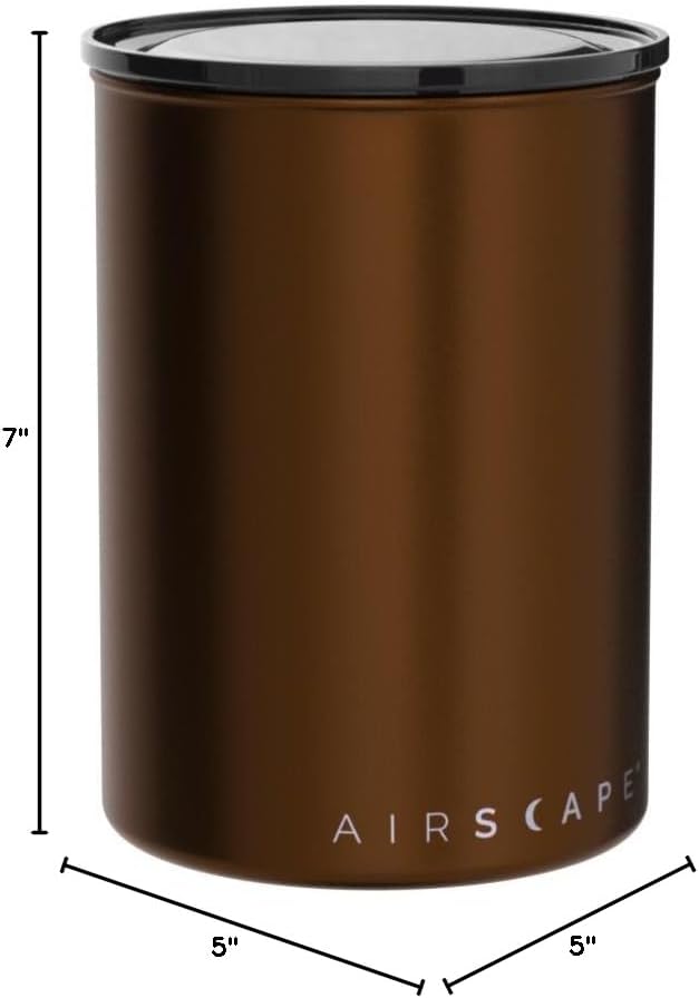 Planetary Design Airscape Airless Coffee Storage | 500g | Brushed Copper | Container | US Patented Inner Plunger Lid REMOVES Excess Oxygen | Don't Buy airtight, Buy AIR-Less | (Medium, Brushed Copper)