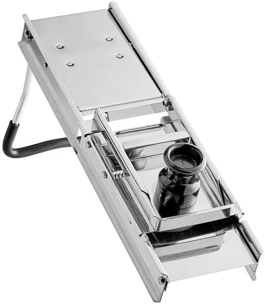 Stainless Steel Mandoline with 2 Built-In Blades and 3-Piece Interchangeable Julienne Blade Set