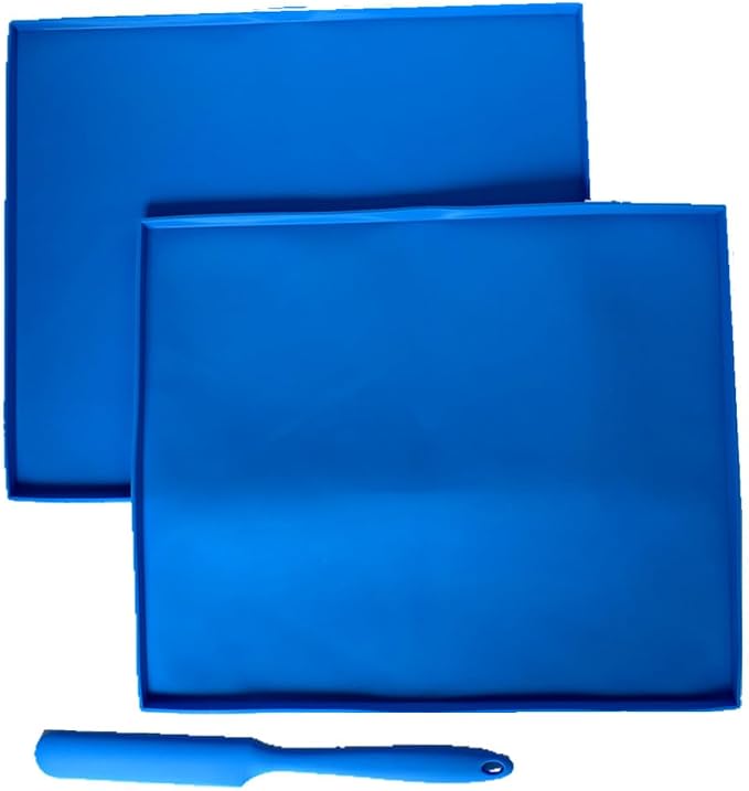 Silicone Baking Mat, Non-Stick Pastry Sheet, Swiss Roll Cake Mat, 12 x 10 inches, Blue, 2 Pack