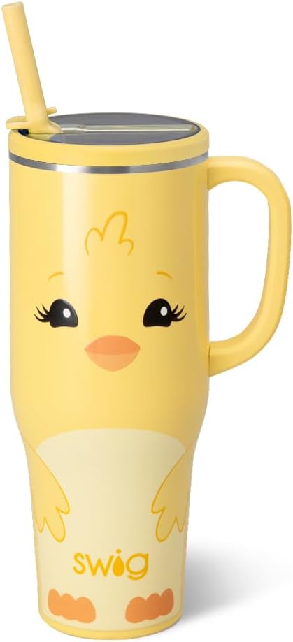 Swig Life 40oz Leakproof Mega Mug with Handle & Straw, Spring Chick | Leakproof Lid - Triple Insulated Stainless Steel - Handle & Straw Included - Cup Holder Friendly - Dishwasher Safe