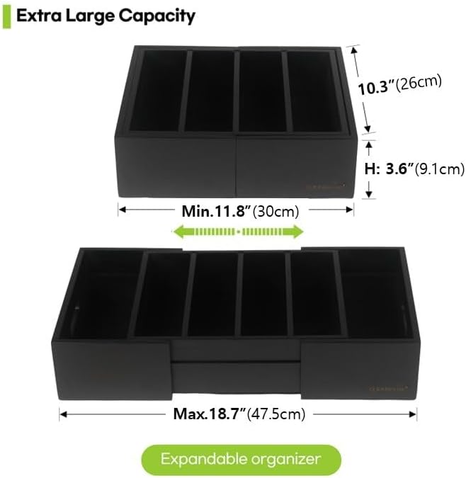 Expandable Bamboo Kitchen Cabinet Organizer for Food Container Lids Holder | Adjustable drawer organizer with 3 dividers for food container lids, bamboo lid organizer for kitchen cabinet lid storage