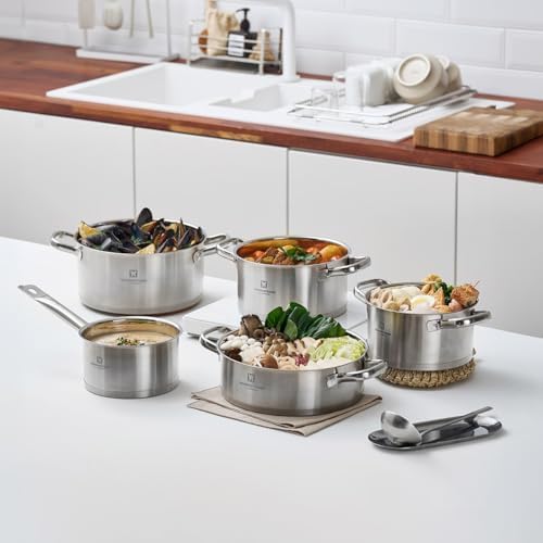 WAGENSTEIGER 2.82 Quart Stainless Steel Stock Pot, 3-Ply Construction with Aluminum Core, Tempered Glass Lid, Compatible with All Cooktops BPA free(7.68" Diameter)