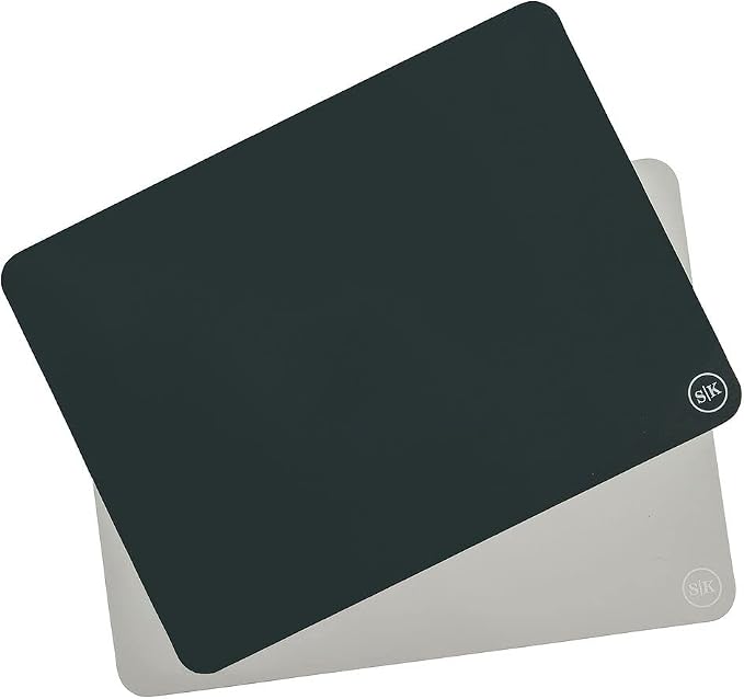 Silicone Baking Mats, Dishwasher Safe, BPA Free, Extra Thick, Half Sheet 16 in into 11.75 in, Set of 2, Blue and Gray