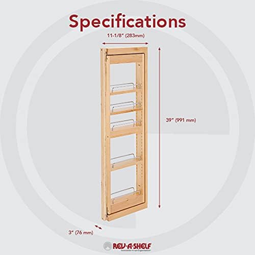 Rev-A-Shelf Kitchen Cabinet Pull Out Wall Filler Wooden Organizer Slide Out Pantry Storage w/Soft-Close in Multiple Sizes, 3 x 39 in, 432-WFBBSC39-3C