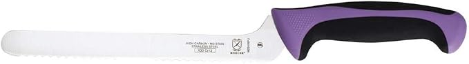 Mercer Culinary Millennia Color Handle Cutlery 8" Offset Bread Knife (Wavy Edge) Purple