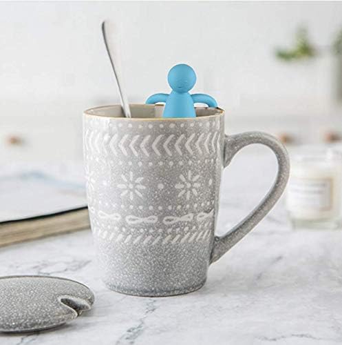 Leden Stainless Steel Tea Infuser for Loose Leaf Tea, Extra Fine Mesh Blue | Stainless Steel Fun Person-shaped Design Tea Strainer Filter with Silicone Handle for Loose Tea Ball for Cup Mug
