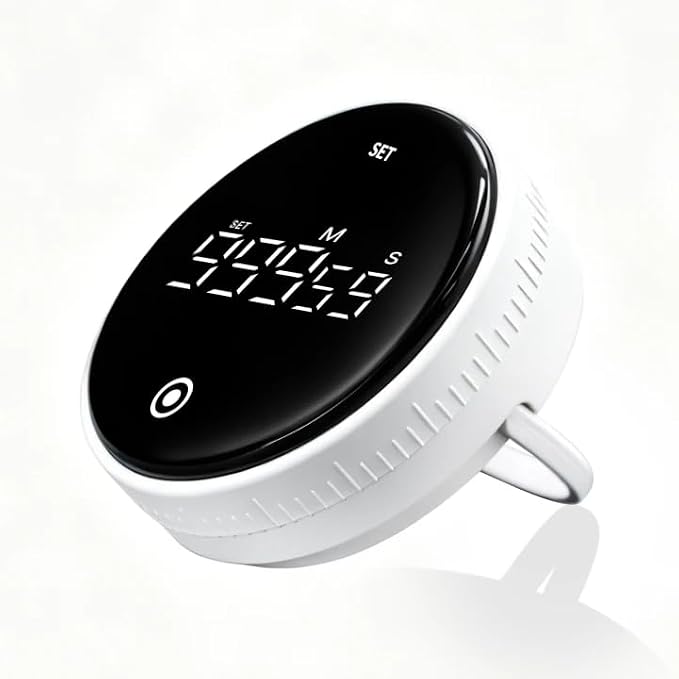 Digital Kitchen Timer, Magnetic Visual Countdown Countup Timer with Large LED Display, Adjustable Volume, Easy for Seniors and Kids, for Cooking, Classroom, Fitness, Study (White)