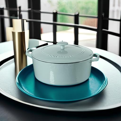 Cuisinart Chef's Classic Enameled Cast Iron Dutch Oven with Lid, Porcelain Enameled Interior, Oven Safe, Induction Compatible, 7-Quart, Round, Light Blue