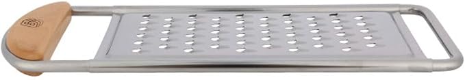Kings County Tools Cheese Grater Handheld, Flat Food Grater, 12” x 4.5” | Stainless Steel Coarse Shredder Kitchen with Cherrywood Handle for Medium-Hard Cheese, Italian Made Kitchen Gadgets