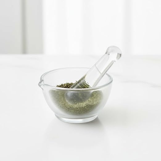 BESTYASH Glass Mortar and Pestle Set with Thickened Base for Stability Small 2.55In Grinding Bowl and Pestle for Laboratory Use and Kitchen Spices Grinding Easy to Clean