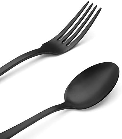 Matte Black Silverware Set,SHARECOOK Satin Finish 40-Piece Stainless Steel Flatware Set,Kitchen Utensil Set Service for 8,Tableware Cutlery Set for Home and Restaurant, Dishwasher Safe