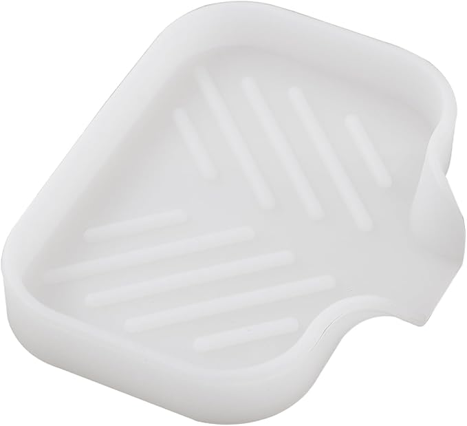 MicoYang Silicone Soap Dish with Drain Spout, Self-Draining Sink Organizer Tray for Bathroom & Kitchen, Sponges, Dispensers & Soap Holder, Non-Slip & Dishwasher Safe, Translucent (Compact, 4.9"×3.2")