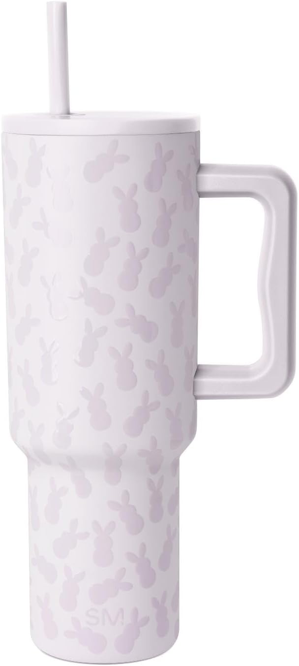 Simple Modern Tumbler with Handle and Straw | 40oz | Bunnies | Trek Tumbler, Travel Mug | Insulated Water Bottle, Cupholder Friendly, Stainless Steel Cup | Easter Bunnies