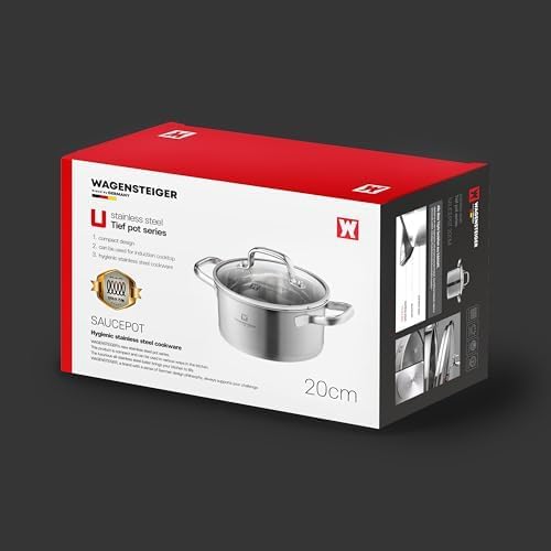 WAGENSTEIGER 2.82 Quart Stainless Steel Stock Pot, 3-Ply Construction with Aluminum Core, Tempered Glass Lid, Compatible with All Cooktops BPA free(7.68" Diameter)