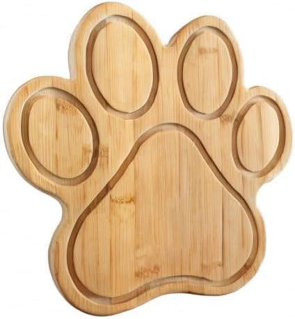 Totally Bamboo Dog Paw Shaped Cutting and Charcuterie Board, 11 x 10 in | Bamboo paw-shaped serving board with juice grooves for prep and entertaining. Built-in keyhole for easy wall display.
