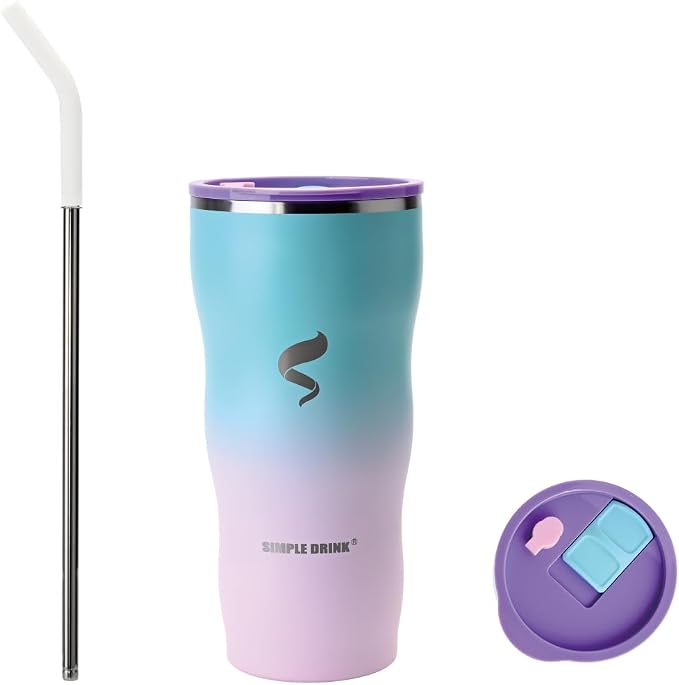 30 oz Insulated Tumbler with Straw and Lid, Mermaid Dream | 18/8 stainless steel, double-wall vacuum insulation, BPA-free materials, reusable straw, for everyday hot and cold drinks.
