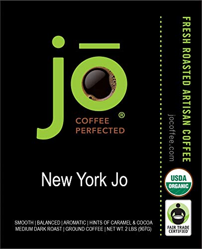 NEW YORK JO: 2 lb Organic Coffee, Medium-Dark Roast, Ground | Our Signature Blend, USDA Fair Trade Kosher Certified, NON-GMO, Gluten Free, 100% Specialty Gourmet Arabica from Jo Coffee®