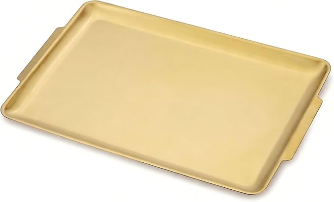 16.3" x 11" Large Serving Platters, Stainless Steel Heavy-Duty Large Serving Trays, Gold Rectangular Plates for Food, Fruit, Party, Wedding, Christmas, Chip and Scratch Resistant