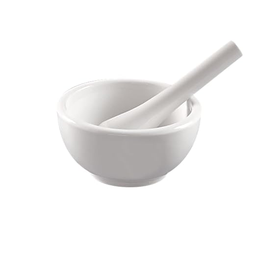 Apothecary Products Mortar and Pestle Bowl | Mixer and Grinder for Medicine | Porcelain | 4 Oz | Crushing, Mixing & Grinding Pills, Tablets, Spices & Herbs, Manual Crusher with Fine Powder Control, Durable Porcelain
