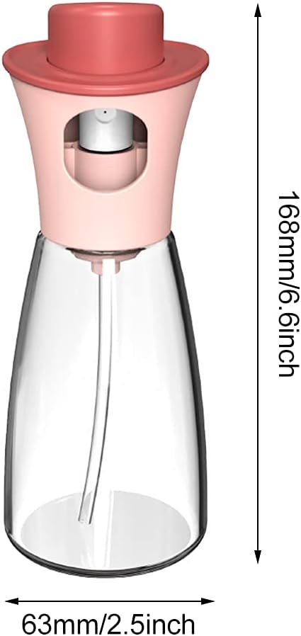 Oil Sprayer for Cooking, 6.09oz/180ml Glass Oil Dispenser Bottle Spray Lemon Juice Sprayer forSalad, Baking, Cleaning, Plants(pink)