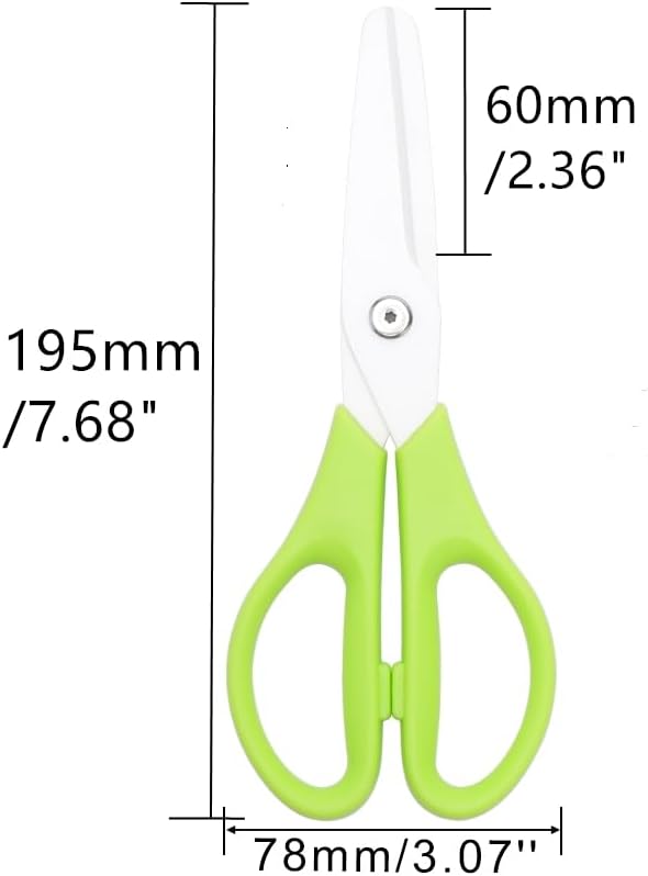 Ceramic Kitchen Scissors 8" Ceramic Blade Scissors White Sharp Blade with Green ABS Handle Cooking Shears for Office School Crafting Kitchen (Green)