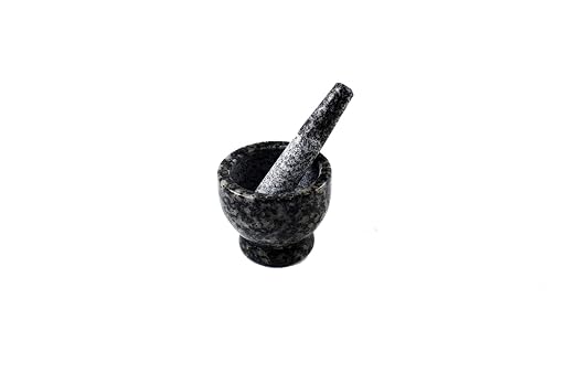 Tiny Granite Mortar and Pestle Set, Miniature Grinder for Herbs, Asian Spices and Seeds for Thai, Chinese, Indian Cuisine Chefs and Home Cooks