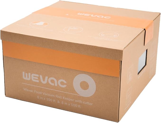 Wevac Vacuum Sealer Bags for Food, 6"x100' & 8"x100' Rolls with Cutter Box | BPA free, Commercial Grade, Heavy Duty, Freezer Safe, Sous Vide, Meal Prep, Meat & fish, Compatible with FoodSaver Sealers