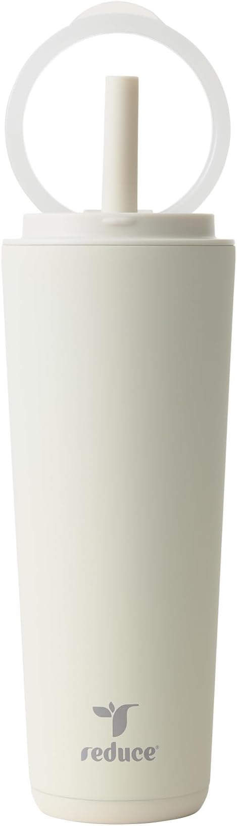 REDUCE Halo 24 oz Stainless Steel Vacuum Insulated Tumbler - Spill Proof Travel Mug with Flip Handle Lid - Keeps Drinks Cold for 32 Hrs - Dishwasher Safe - Cupholder Friendly - Unbleached