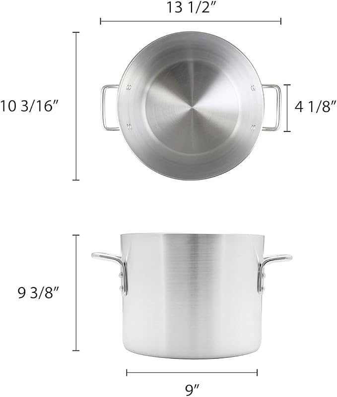 TrueCraftware- 12 qt. Heavy-Duty Aluminum Stock Pot with Riveted Handle 6mm Thickness-Multipurpose Pot Cookware Large Stockpot For Cooking Simmering Soup Stock Home Kitchen