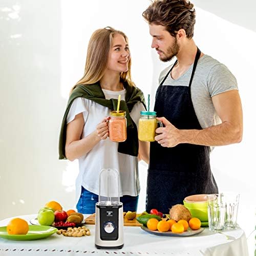 Moss & Stone Personal Smoothie Blender, Single Serve Blender for Shakes & Protein, 17oz Blend Cup & 10oz Grind Cup, Compact Mini Design for Home, Office, Gym & Travel