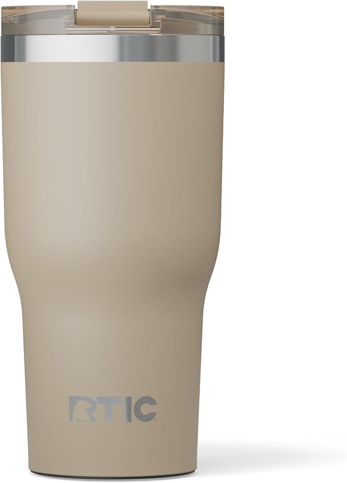 RTIC 30oz Essential Tumbler with Lid, Ceramic Lined, Beach | Insulated, Stainless Steel Metal, Portable Travel Cup for Hot and Cold Drinks, Coffee, Car, Camping and Travel
