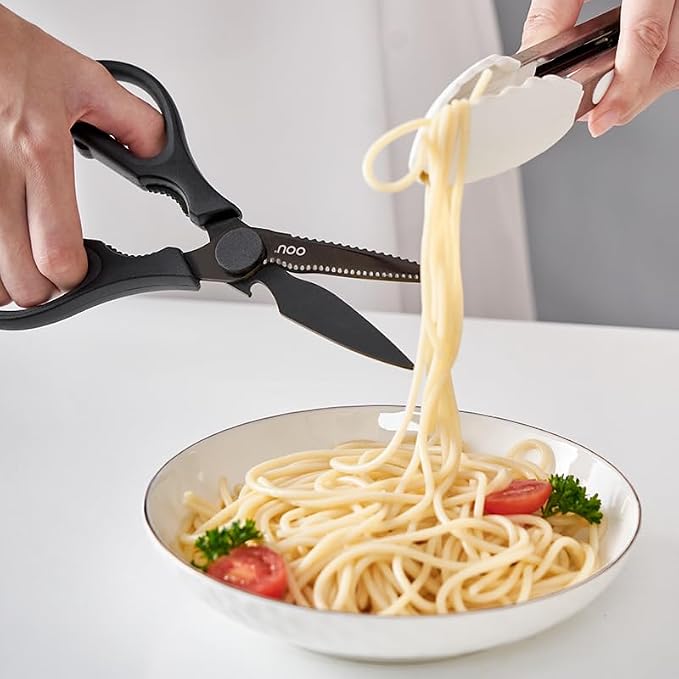OOU Scissors Titanium Kitchen Scissors Heavy Duty, Scissors all Purpose with Bottle Opener & Nutcracker, Dishwasher Safe Kitchen Shears for Meat, Chicken, Vegetables, Seafood & Herbs, Black