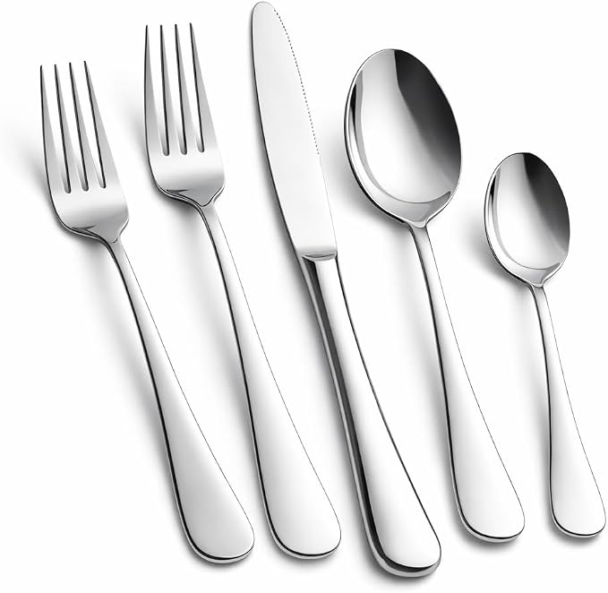 Silverware Set for 12, Stainless Steel Flatware Cutlery Set,Mirror Polished | Dishwasher Safe Tableware for Home, Kitchen, Wedding, Party and Everyday Dining, Durable, Easy to Clean and Service for 12