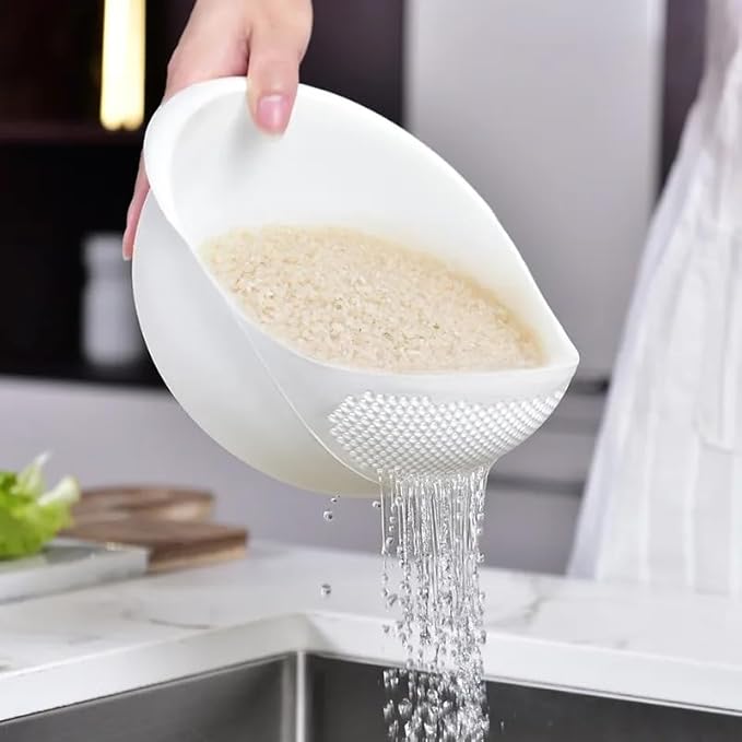 Rice Sieve Plastic Colander Kitchen Drain Basket with Handles Rice Bowl Strainer Strainer Basket Sink Drain Kitchen Tools (green)