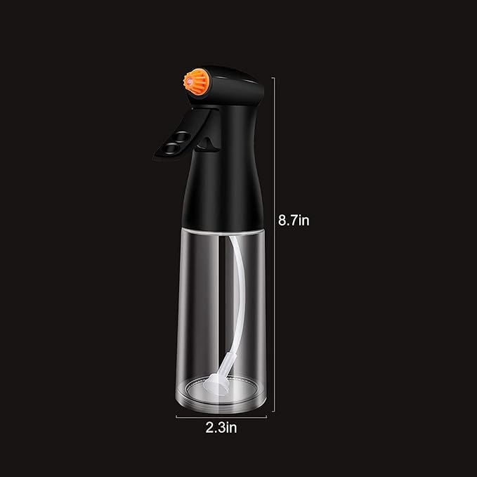 Glass Oil Sprayer, 7oz Olive Oil Mister, Food Grade Portable Refiilable Oil Vinegar Spritzer Sprayer Bottles for Air Fryer, Kitchen, Salad, Baking, BBQ, Frying(black)