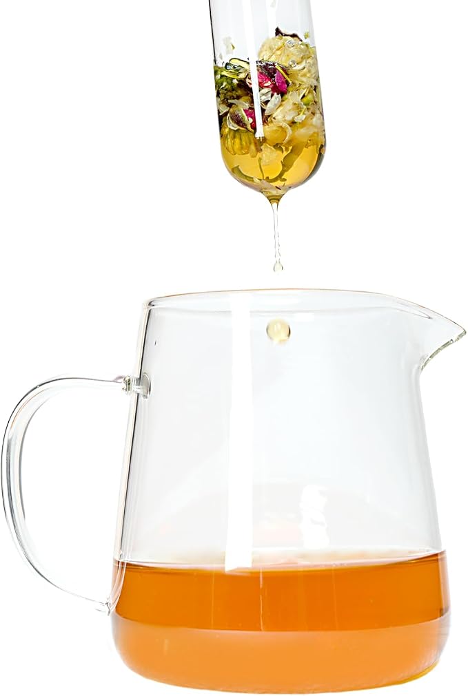 2 PCS Glass Loose Tea Infuser with Cork Lid Spoon Brush | Fine round filter holes, leaf-proof, reusable glass infuser, cork lid, tea spoon, cleaning brush, easy clean