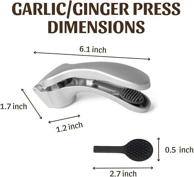Pamperεd Chεf Garlic Press, Garlic Mincer Easy-squeeze Ergonomic Handle, No Need To Peel, Rust Proof, Professional Ginger Press & Garlic Crusher with Handy Cleaning Brush- Dishwasher Safe