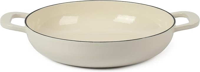 Martha Stewart Gatwick 3.5-Quart Enameled Cast Iron Dutch Oven Braiser – Linen with Gold Knob – Durable Heavy-Duty Braising Pot for Slow Cooking and Searing