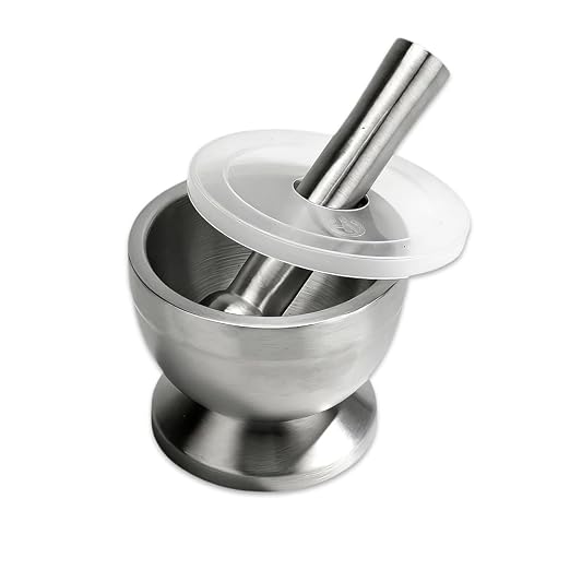 Mortar and Pestle Sets 18/8 Brushed Stainless Steel Spice Grinder, Herb Bowl Pill Crusher and Molcajete for Fresh Ingredients