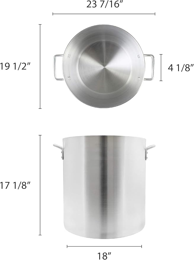 TrueCraftware- 80 qt. Heavy-Duty Aluminum Stock Pot with Riveted Handle 6mm Thickness- Multipurpose Pot Cookware Large Stockpot For Cooking Simmering Soup Stock Home Kitchen