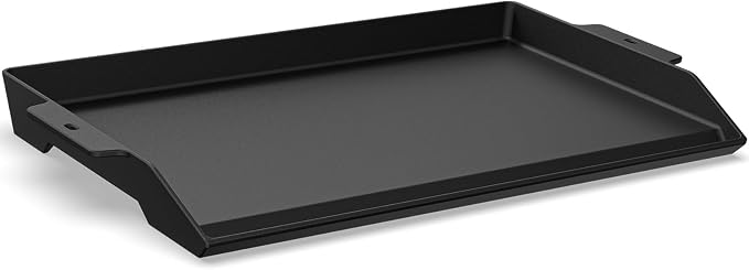 QuliMetal 23 x 16 Inch Cast Iron Griddle for Gas Grills and Stove Tops | Universal flat-top griddle with pre-seasoned coating and X-shaped reinforced base for camping, tailgating and backyard BBQs