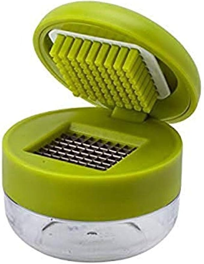 Joie Garlic Press and Chopper with Storage Container, Stainless Steel Blade | Easily Press and Chop Garlic with Minimal Effort, Ergonomic Grip Designed for Comfort