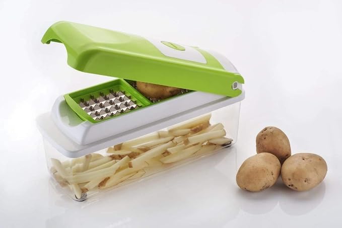 HOB Pro Original Vegetable Chopper - Chopper and Spiralizer - Food Chopper with Container, Fruit Cutter, Onion Dicer - All-in-One Prep Tool - Kitchen Gadgets and Gifts (12 in 1, White/GREEN)