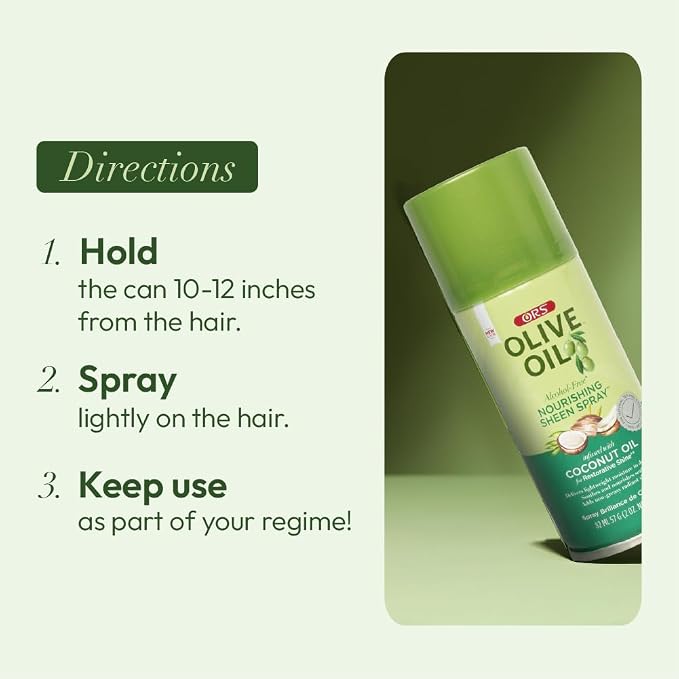 ORS Olive Oil Nourishing Sheen Spray Infused with Coconut for Restorative Shine Alcohol Free 2 Ounce (Pack of 3)