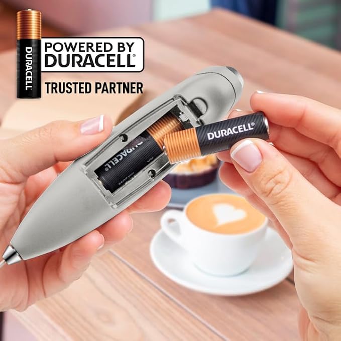 Zulay Kitchen Powerful Milk Frother Wand With Duracell Batteries - Ultra Fast Handheld Drink Mixer - Electric Whisk Foam Maker for Coffee, Lattes, Cappuccino & Matcha - Z1 Motor - Light Gray