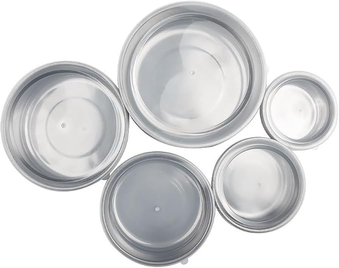 Stainless Steel Mixing Bowls Set with Airtight Lids 5 Piece Nesting Storage Containers for Kitchen Food Prep Serving