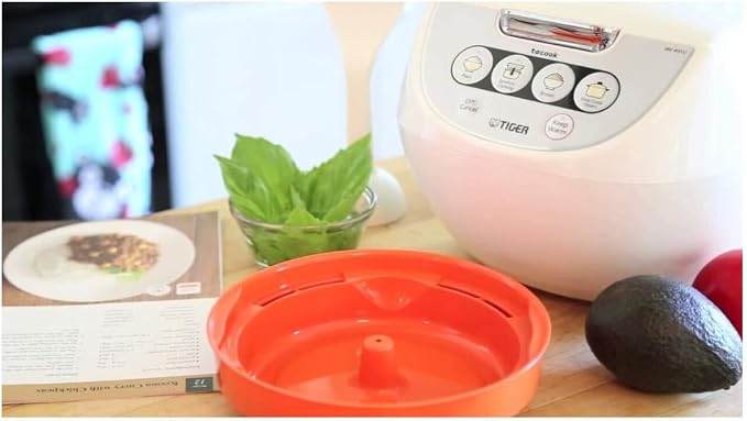 Tiger Jbv A10u 5.5 Cup Micom Rice Cooker with Tacook (White) | Tacook steamer tray